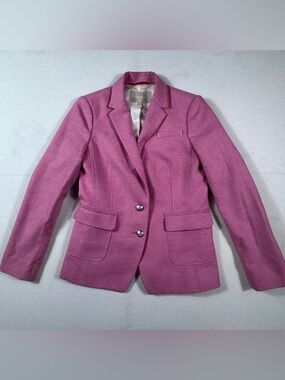 Banana Republic Blazer Jacket Pink Herringbone Wool Blend Petite 4P